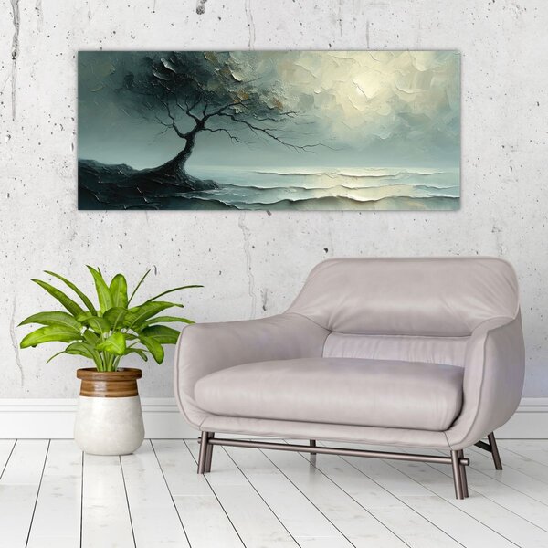 Slika - Uljana slika stabla s oceanom (120x50 cm)