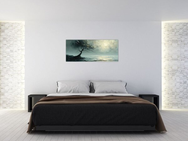 Slika - Uljana slika stabla s oceanom (120x50 cm)
