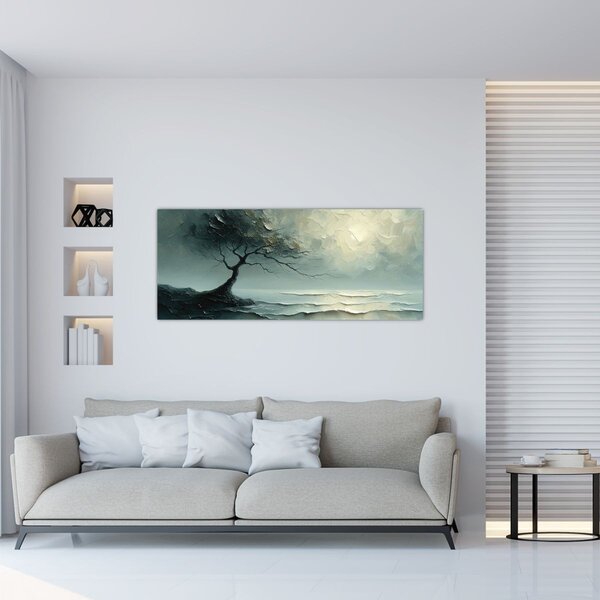 Slika - Uljana slika stabla s oceanom (120x50 cm)