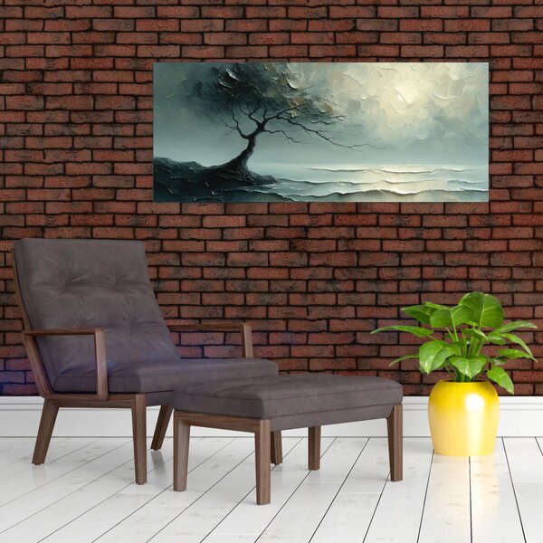 Slika - Uljana slika stabla s oceanom (120x50 cm)