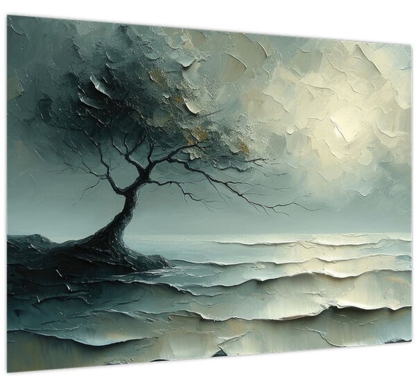 Slika - Uljana slika stabla s oceanom (70x50 cm)