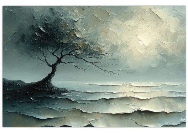 Slika - Uljana slika stabla s oceanom (90x60 cm)