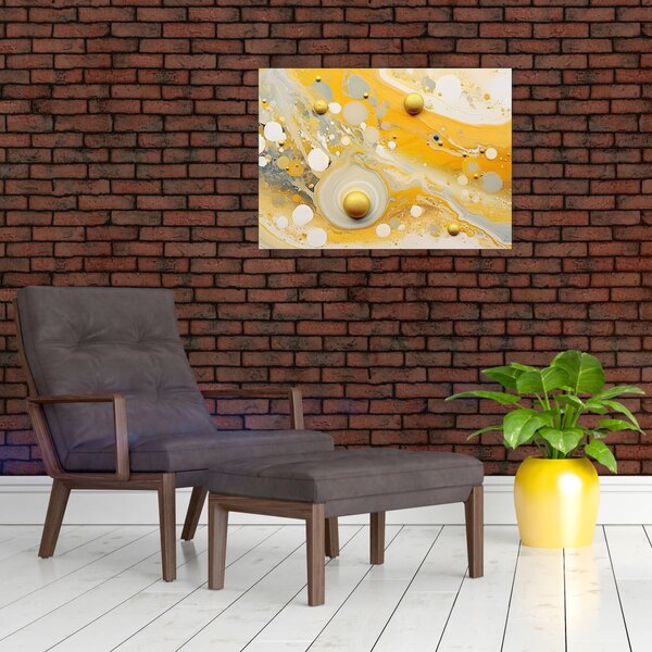 Staklena slika - Apstraktna pozadina sa zlatnim ukrasom (70x50 cm)