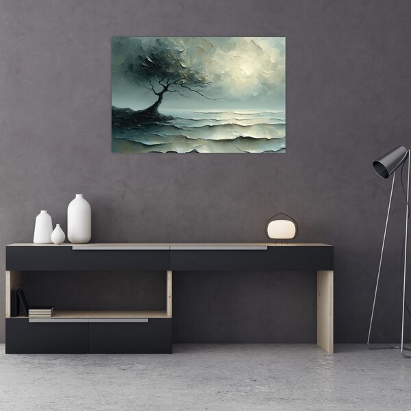 Slika - Uljana slika stabla s oceanom (90x60 cm)