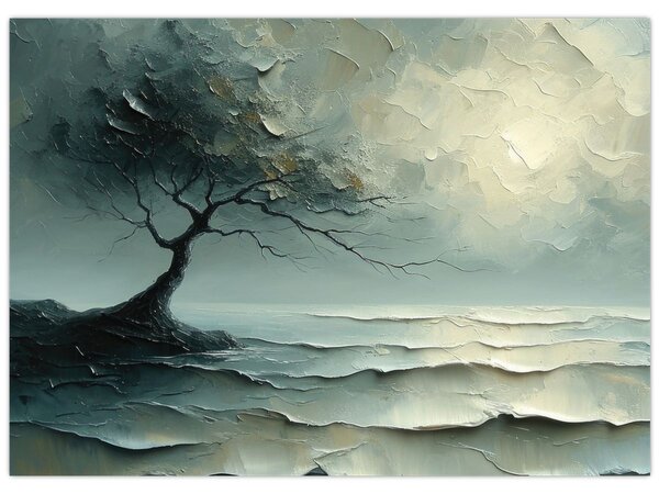 Slika - Uljana slika stabla s oceanom (70x50 cm)