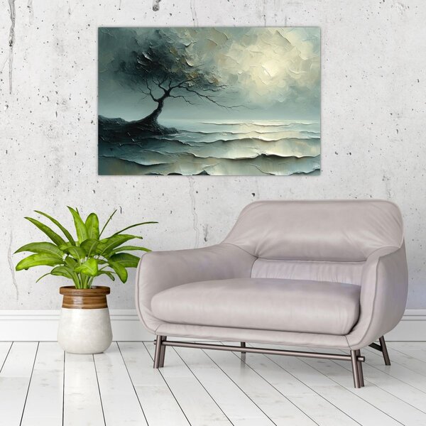 Slika - Uljana slika stabla s oceanom (90x60 cm)