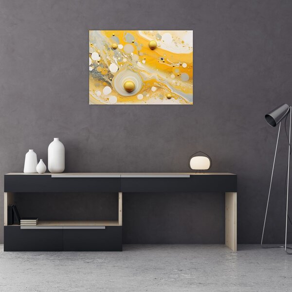 Staklena slika - Apstraktna pozadina sa zlatnim ukrasom (70x50 cm)