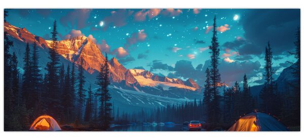 Slika - Kampiranje u planinama (120x50 cm)