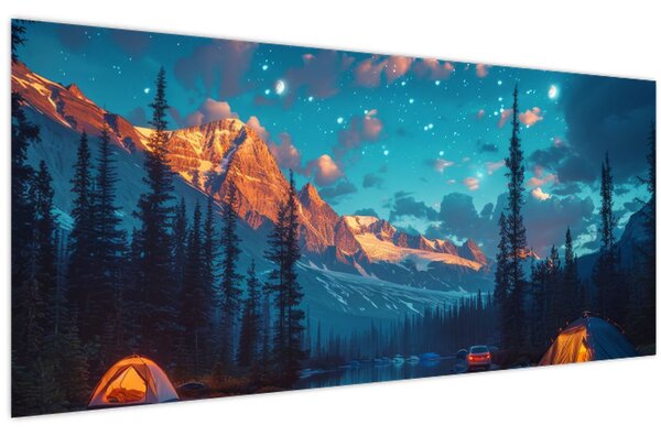 Slika - Kampiranje u planinama (120x50 cm)