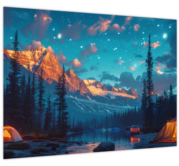 Slika - Kampiranje u planinama (70x50 cm)