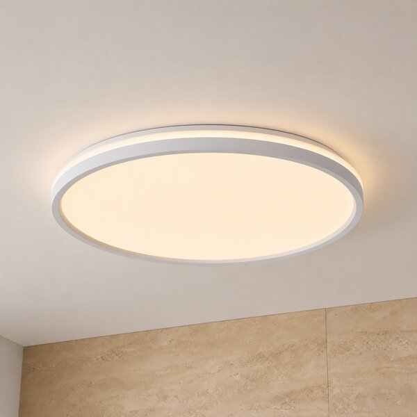 Lindby Edmund LED stropna svjetiljka, bijela, Ø 39 cm, CCT, IP44, Bijela, kupaonica, Plastika