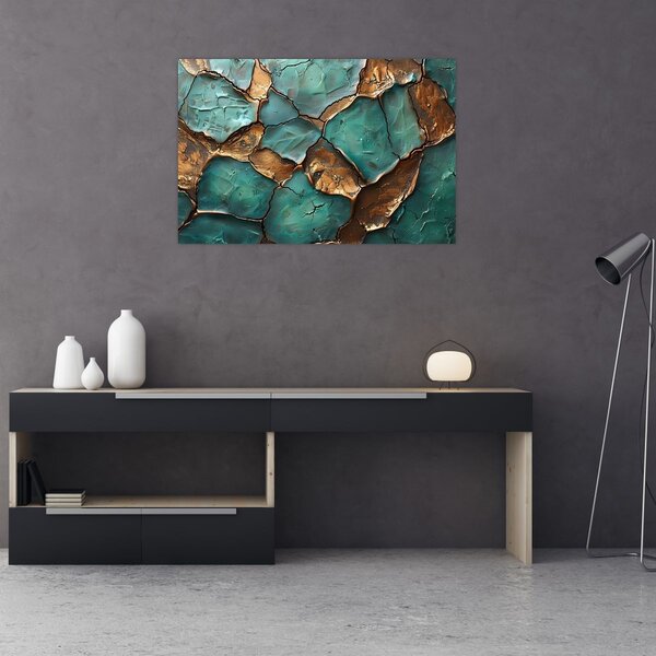 Slika - Zeleno-zlatna slika (90x60 cm)