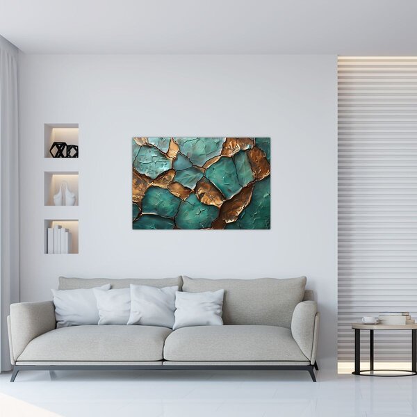 Slika - Zeleno-zlatna slika (90x60 cm)