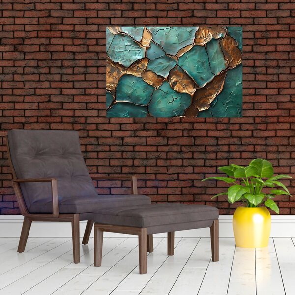 Slika - Zeleno-zlatna slika (90x60 cm)