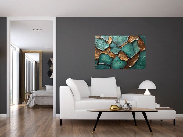 Slika - Zeleno-zlatna slika (90x60 cm)
