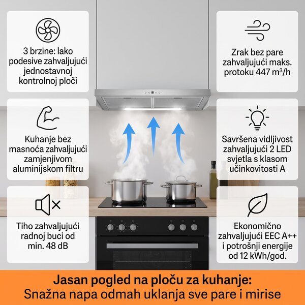Klarstein Ugradbena napa Camila 70 cm 380 m³/h LED touch nehrđajući čelik