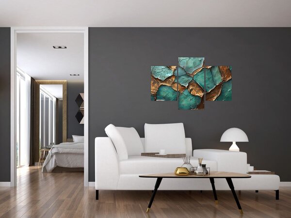 Slika - Zeleno-zlatna slika (90x60 cm)