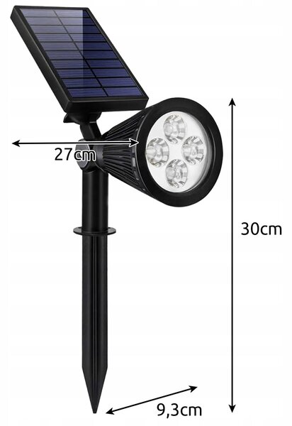 Sunčev reflektor pod ili zid 4 LED svjetiljka IP65