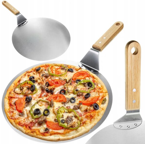 Snažni reket pizza od nehrđajućeg čelika 49 cm drveni držač