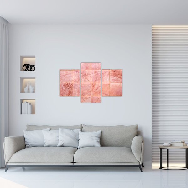 Slika - Ružičaste, mramorirane pločice (90x60 cm)