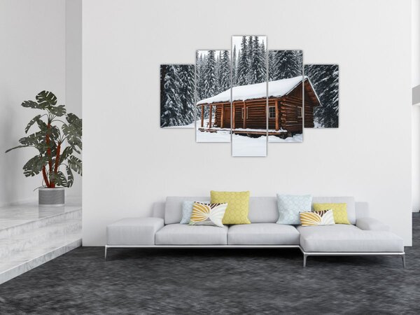 Slika - Koliba prekrivena snijegom (150x105 cm)