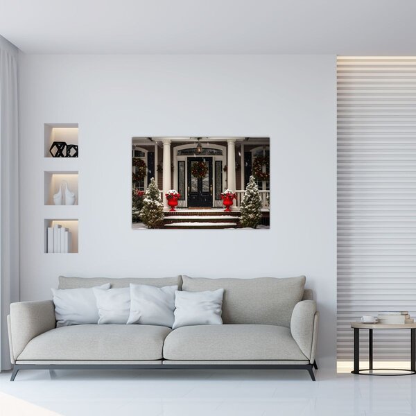 Slika - Božićno ukrašena kuća (90x60 cm)