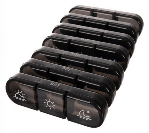 Lijekovi organizator 7 DANA 16x12x4,5 cm, crni