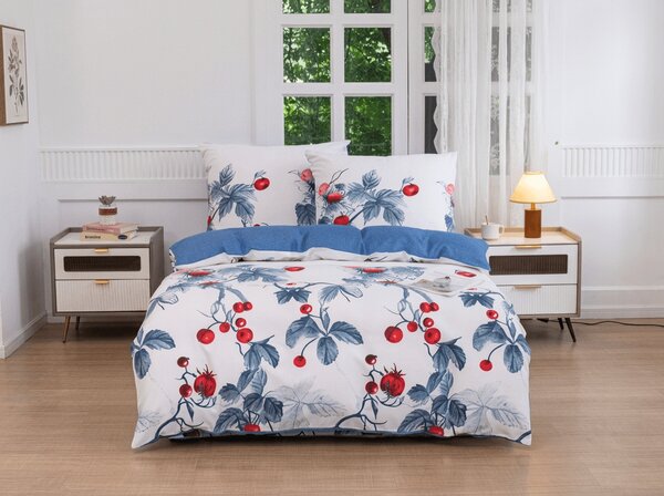 Flanel posteljina od mikrovlakana BERRY BLOOM bijelo-plava Dimenzije posteljine: 70 x 90 cm | 140 x 200 cm