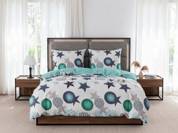 Flanel posteljina od mikrovlakana MINT STARS šarena Dimenzije posteljine: 70 x 90 cm | 140 x 200 cm