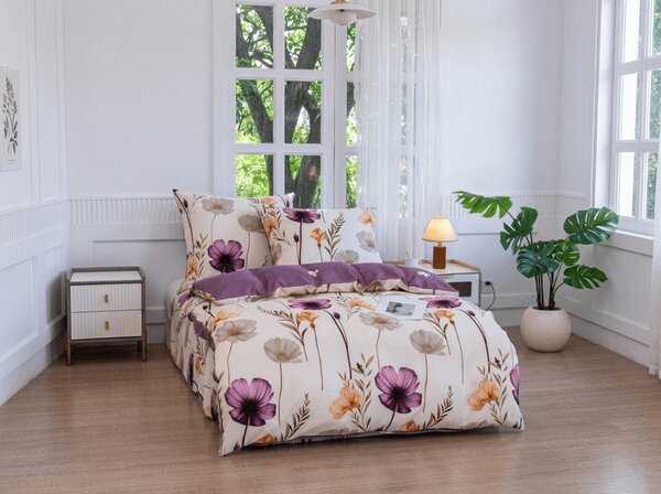 Posteljina od flanela i mikrovlakana CURVARA krem boje Dimenzije posteljine: 70 x 90 cm | 140 x 200 cm