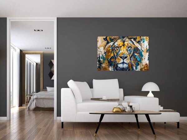 Slika - Apstraktna uljana slika s lavom (90x60 cm)