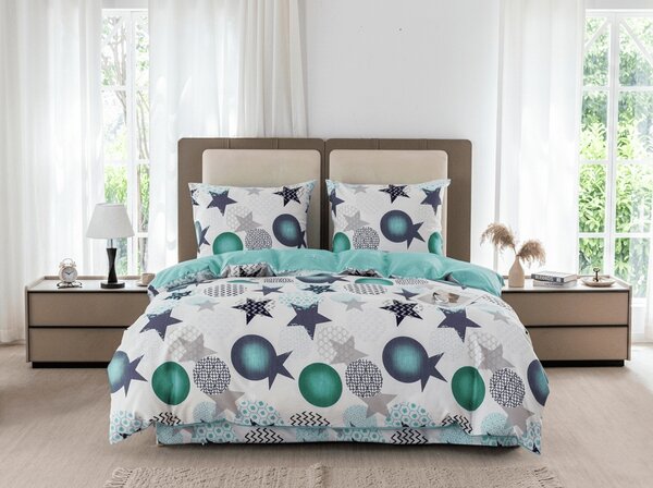 Flanel posteljina od mikrovlakana MINT STARS šarena Dimenzije posteljine: 70 x 90 cm | 140 x 200 cm