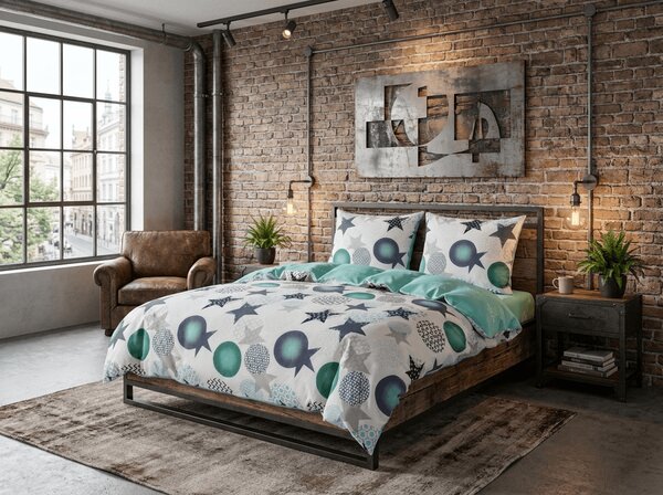 Flanel posteljina od mikrovlakana MINT STARS šarena Dimenzije posteljine: 70 x 90 cm | 140 x 200 cm