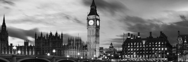 Slika Big Ben u Londonu u crno-bijelom dizajnu