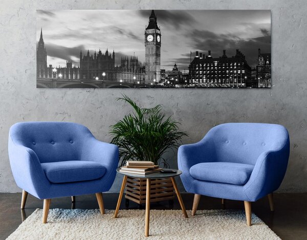 Slika Big Ben u Londonu u crno-bijelom dizajnu