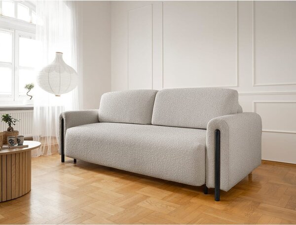 Sivo-bež sklopiva/s prostorom za odlaganje sofa od bouclé tkanine 244 cm Arcadova – ELTAP