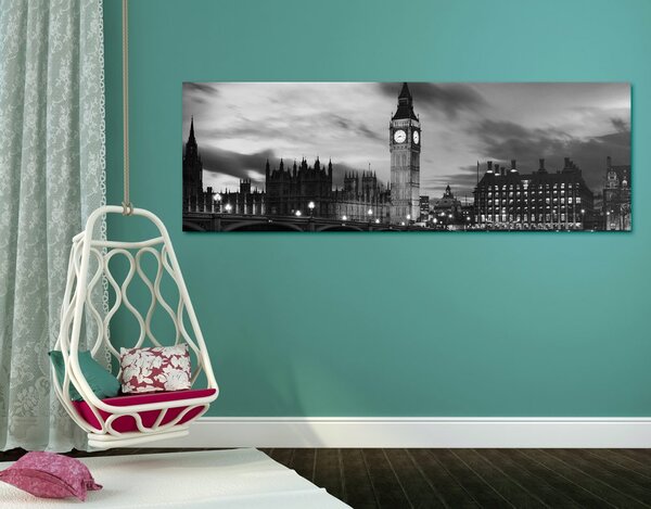 Slika Big Ben u Londonu u crno-bijelom dizajnu