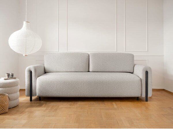 Sivo-bež sklopiva/s prostorom za odlaganje sofa od bouclé tkanine 244 cm Arcadova – ELTAP