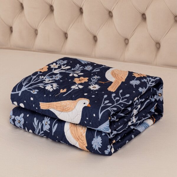 Prekrivač za krevet DENIM BIRDS, plavi Dimenzije: 170 x 210 cm