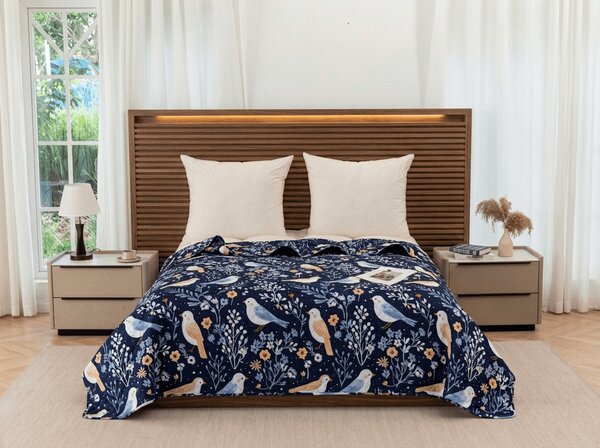Prekrivač za krevet DENIM BIRDS, plavi Dimenzije: 170 x 210 cm