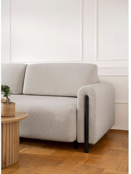 Sivo-bež sklopiva/s prostorom za odlaganje sofa od bouclé tkanine 244 cm Arcadova – ELTAP
