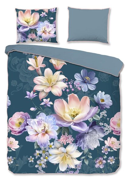 Plava posteljina za bračni krevet/za produženi krevet od pamučnog satena 200x220 cm Mirery – Descanso
