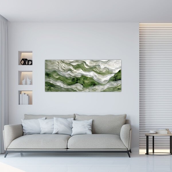 Slika - Zeleni i bijeli valovi (120x50 cm)