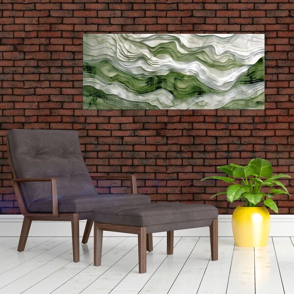 Slika - Zeleni i bijeli valovi (120x50 cm)