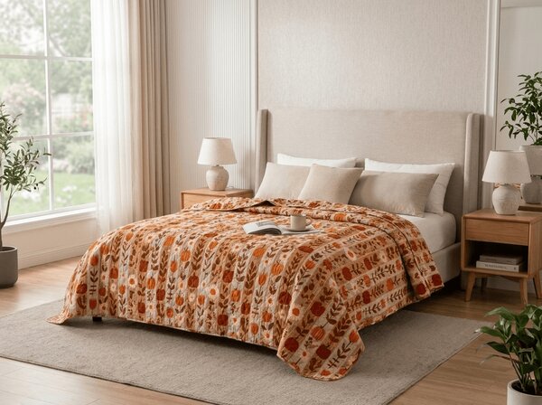 Prekrivač za krevet PUMPKIN STRIPES, šareni Dimenzije: 170 x 210 cm