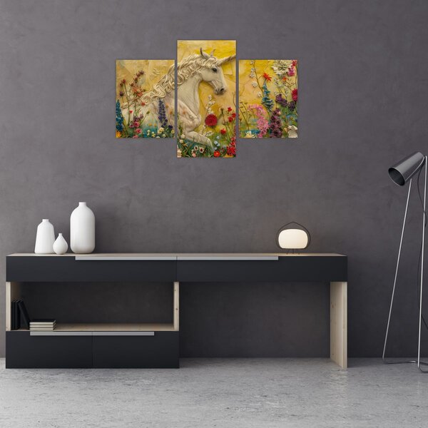 Slika - Jednorog s cvijećem (90x60 cm)
