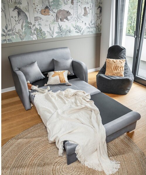 Svijetlo siva baršunasti sklopiva sofa 130 cm Ario – ELTAP