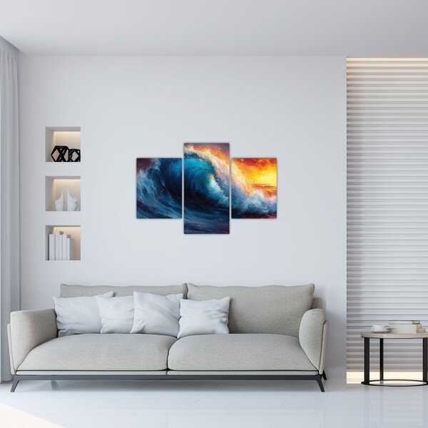 Slika - Val u zalasku sunca (90x60 cm)