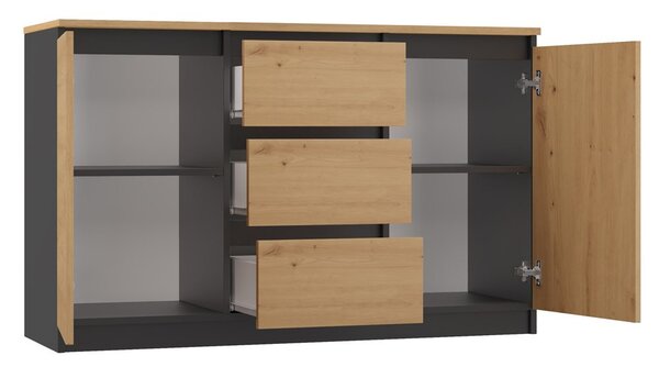 Riano MIX 1D3S + 2D3S komoda, 75x200x40 cm, antracit-hrast