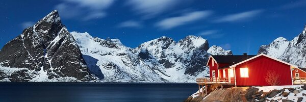 Slika noćni krajolik u Norveškoj